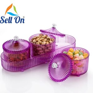 LUXE DRY FRUIT JARS - 3 PCS SET WITH TRAY